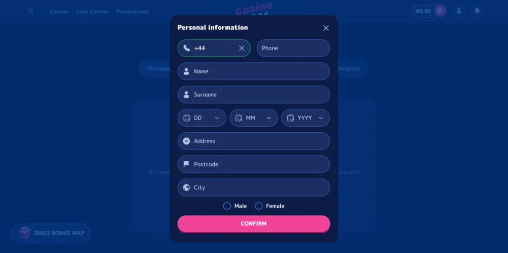 CasinoJoy account verification.